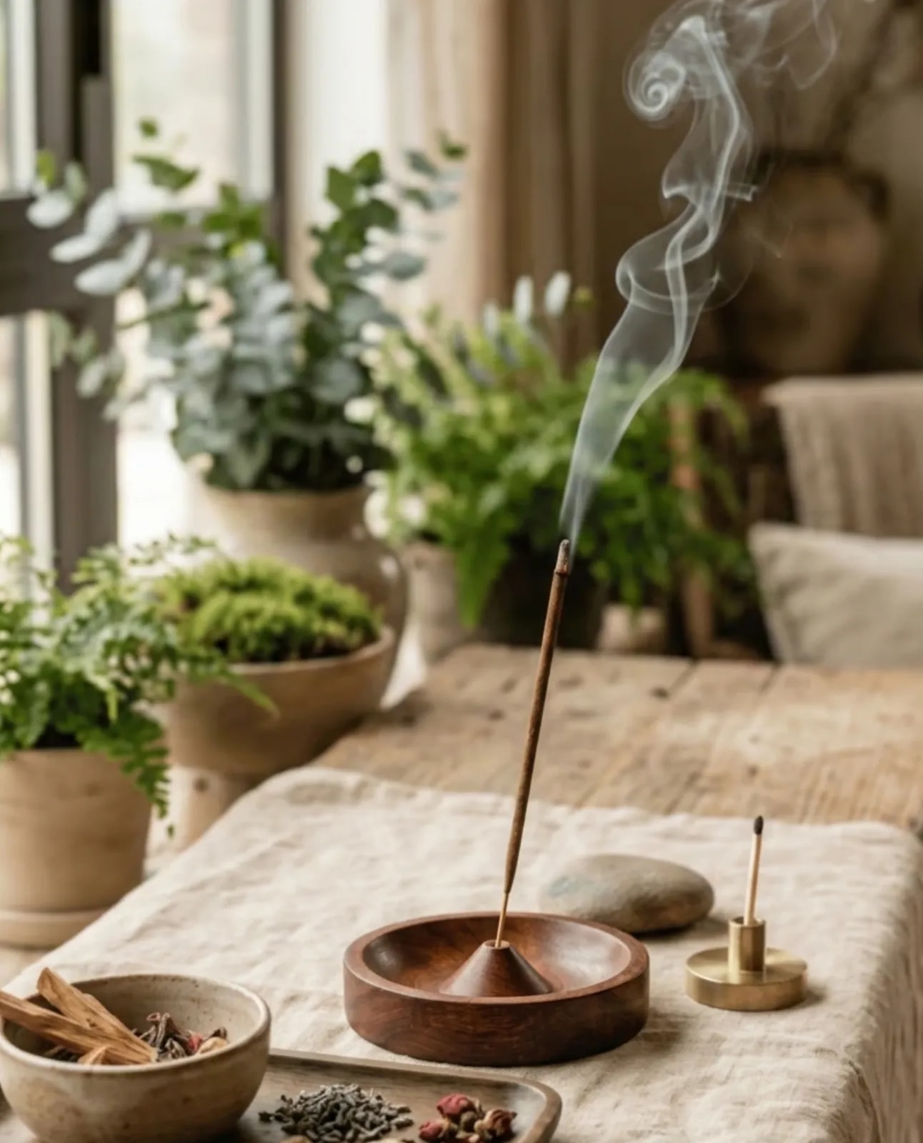 Burning: Lit, a single stick fills a quiet room.